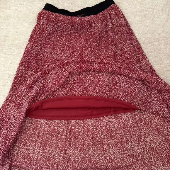 Adrianna Papell Red Pleated Midi Skirt Size Small Lightweight Lined Floral - Picture 5 of 8